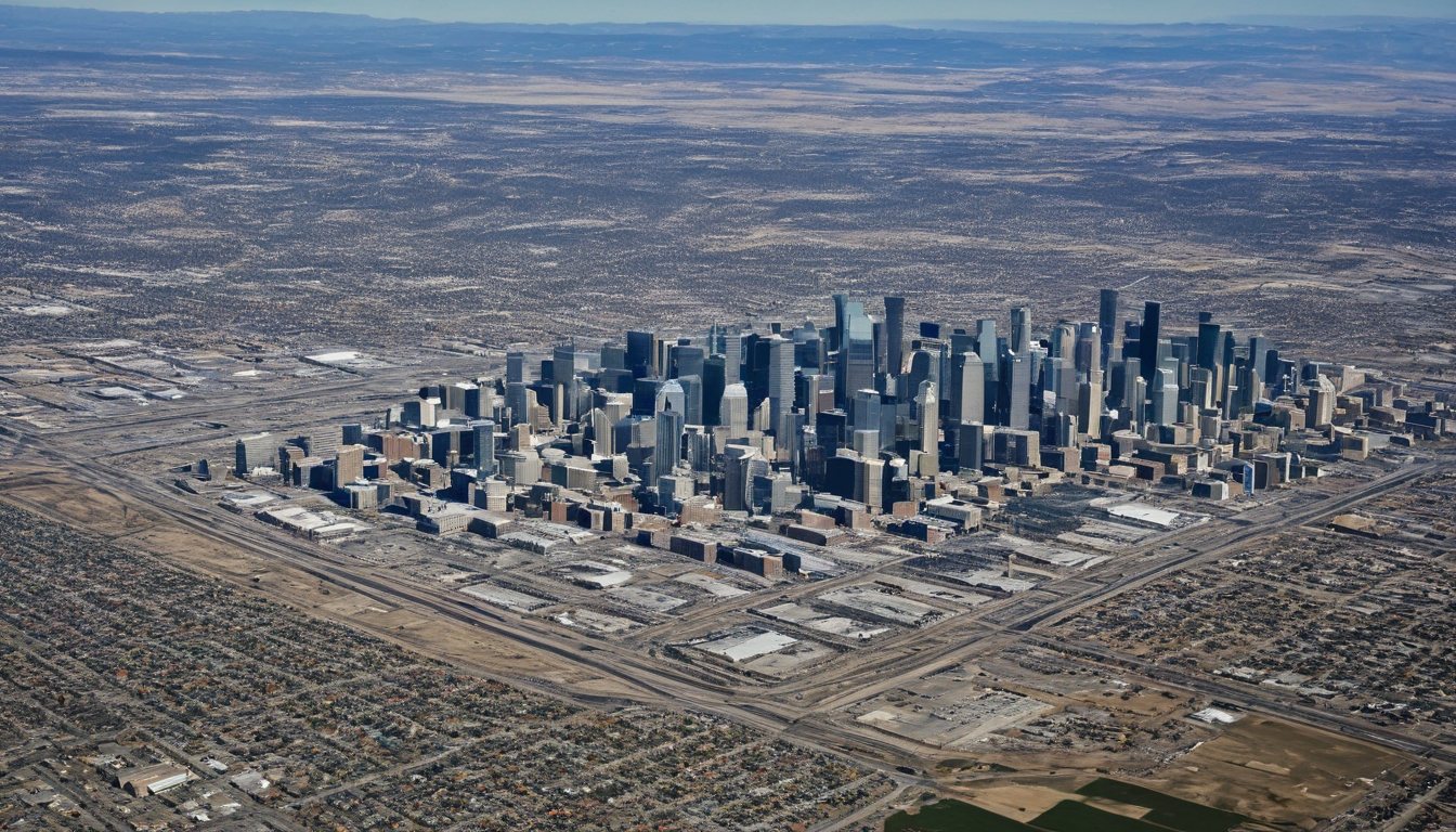 Scale study: a city from altitude.
